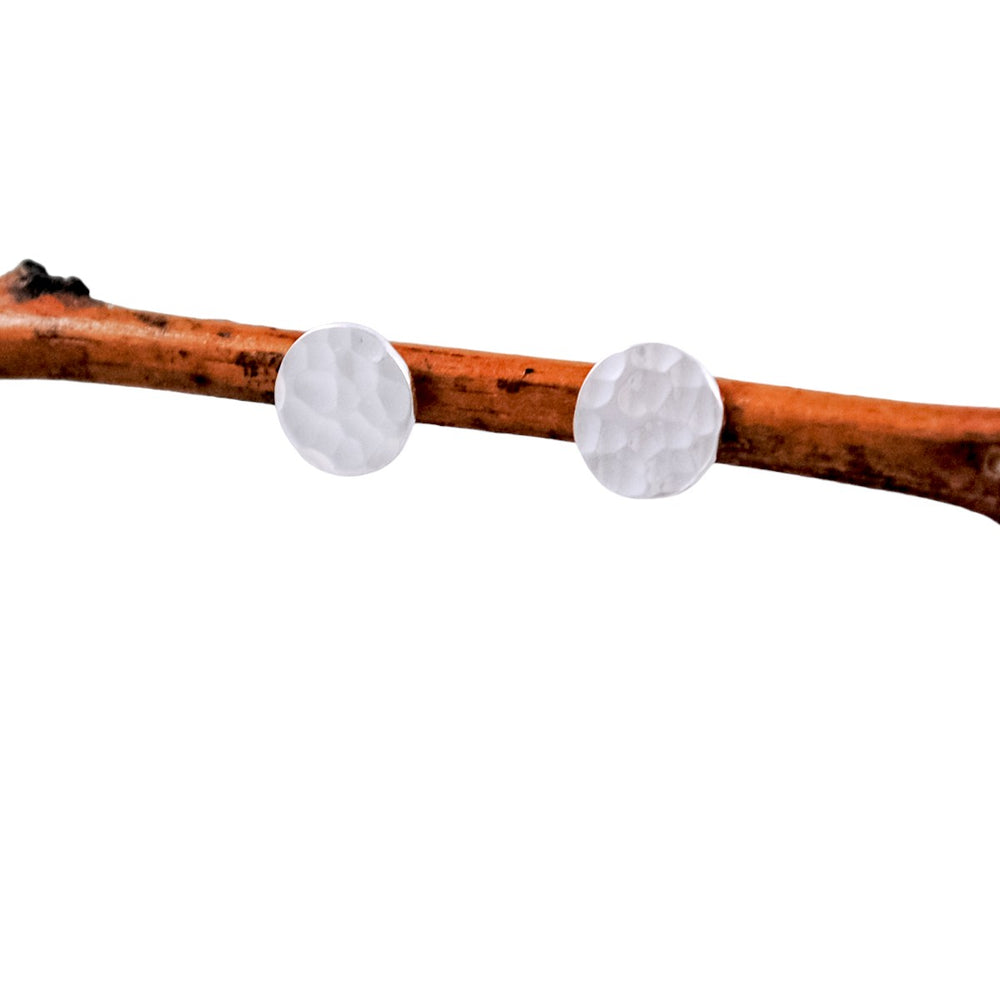 Small Hammered Disc Studs - sterling silver