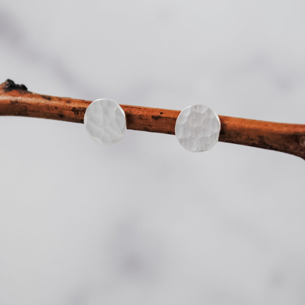 Small Hammered Disc Studs - sterling silver