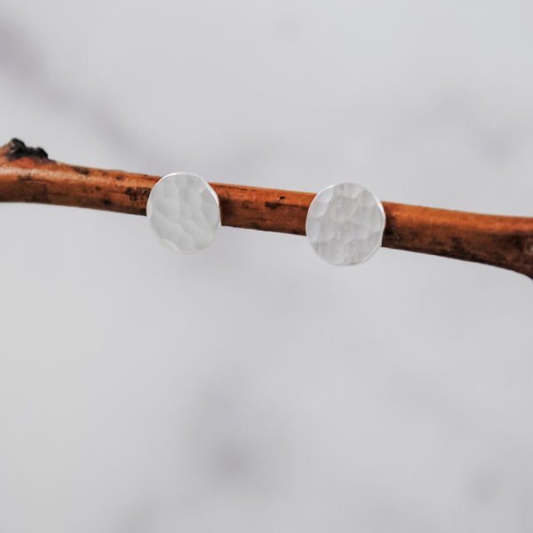 Small Hammered Disc Studs - sterling silver
