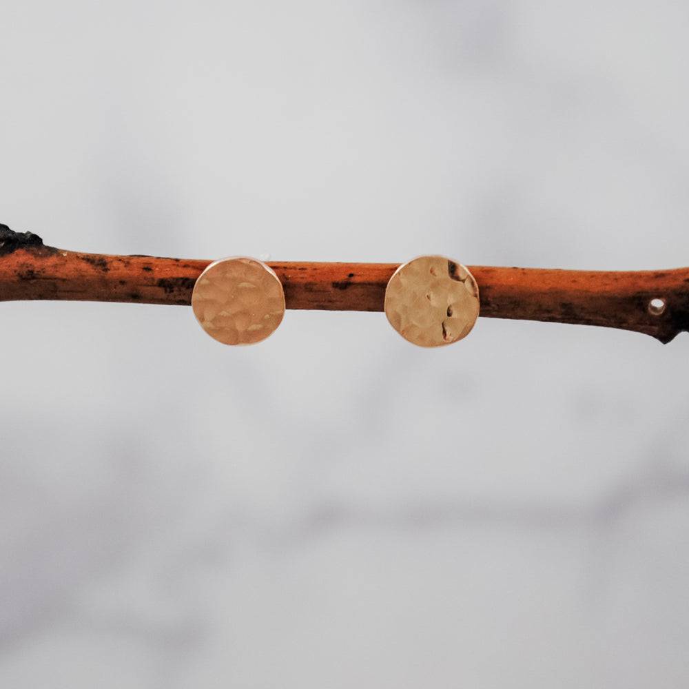 Small Hammered Disc Studs - gold-filled