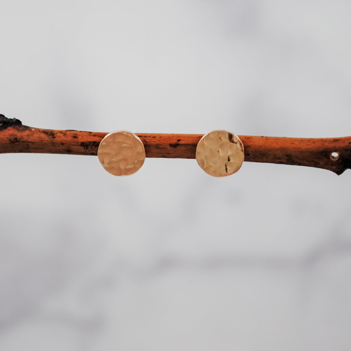 Small Hammered Disc Studs - gold-filled