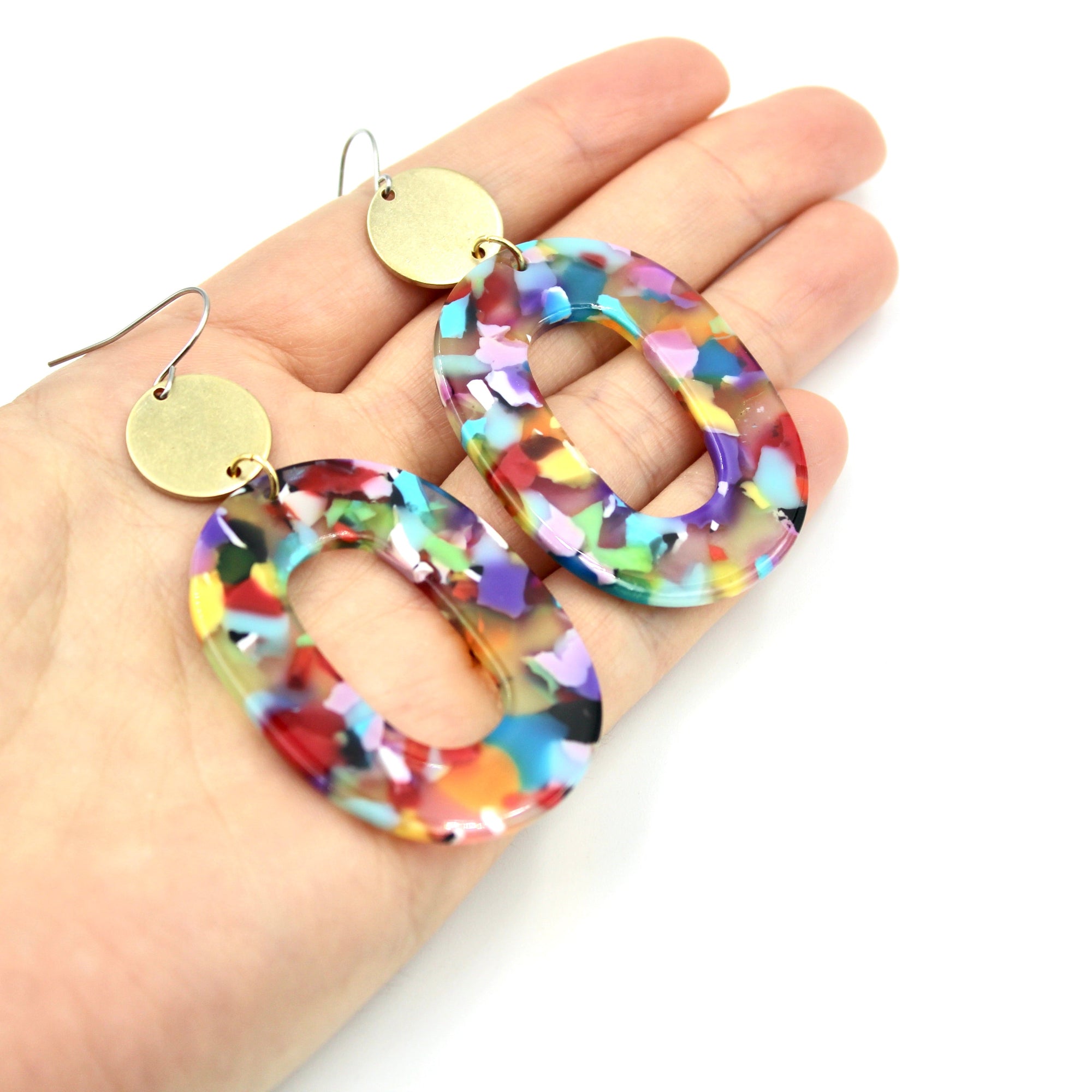 Colorful Open Oval Earrings