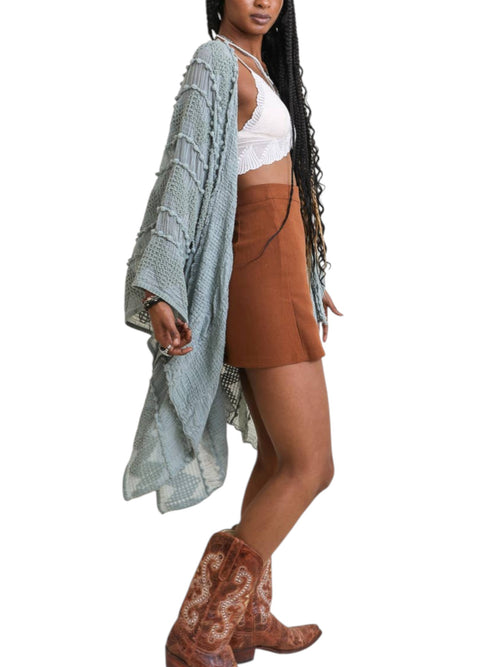 Embroidered Zig Zag Soft Kimono