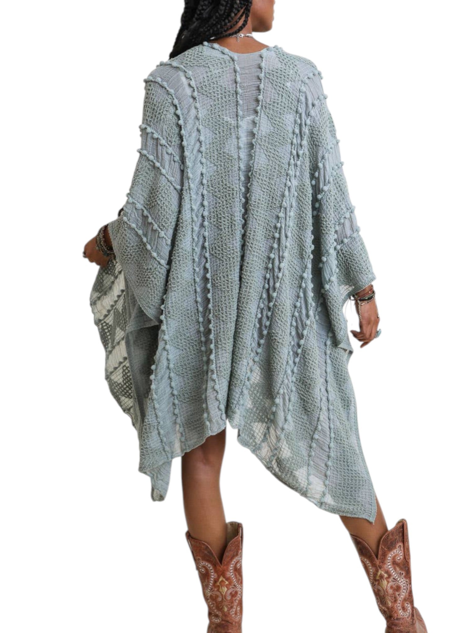 Embroidered Zig Zag Soft Kimono