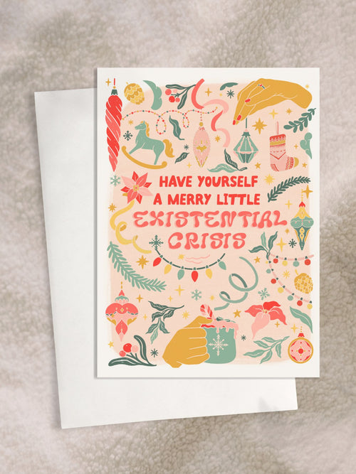 Holiday Greeting Card - Existential Crisis - Unhinged Christmas Cards - Peach or Plum
