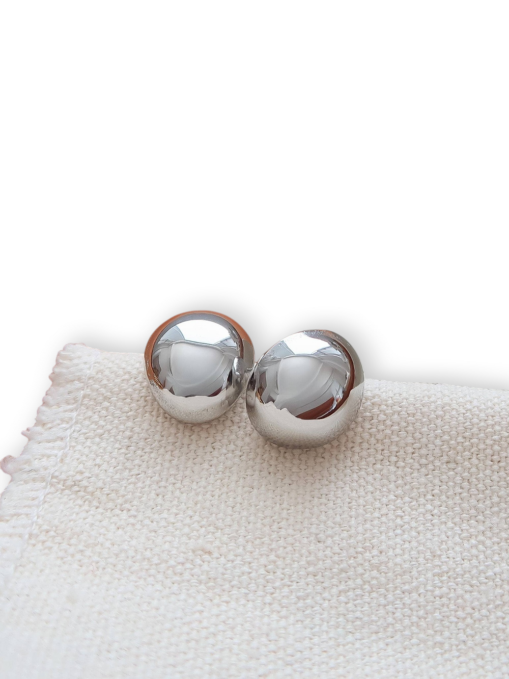Helene Silver Non-Tarnish Small Dome Earrings