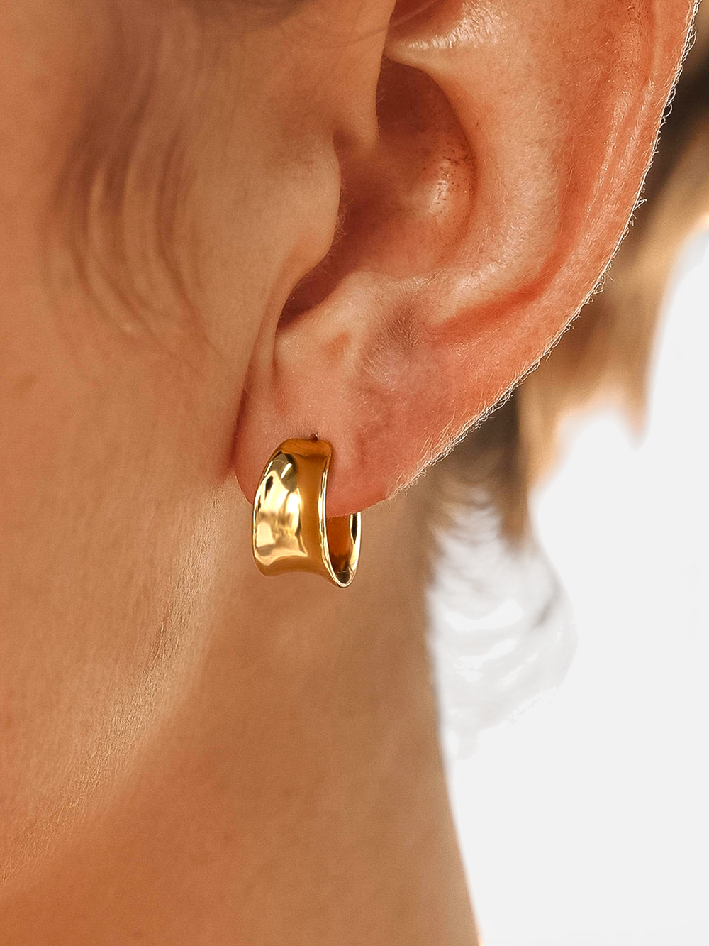 Yvaine Silver Non-Tarnish Wide Dome Hoop Earrings