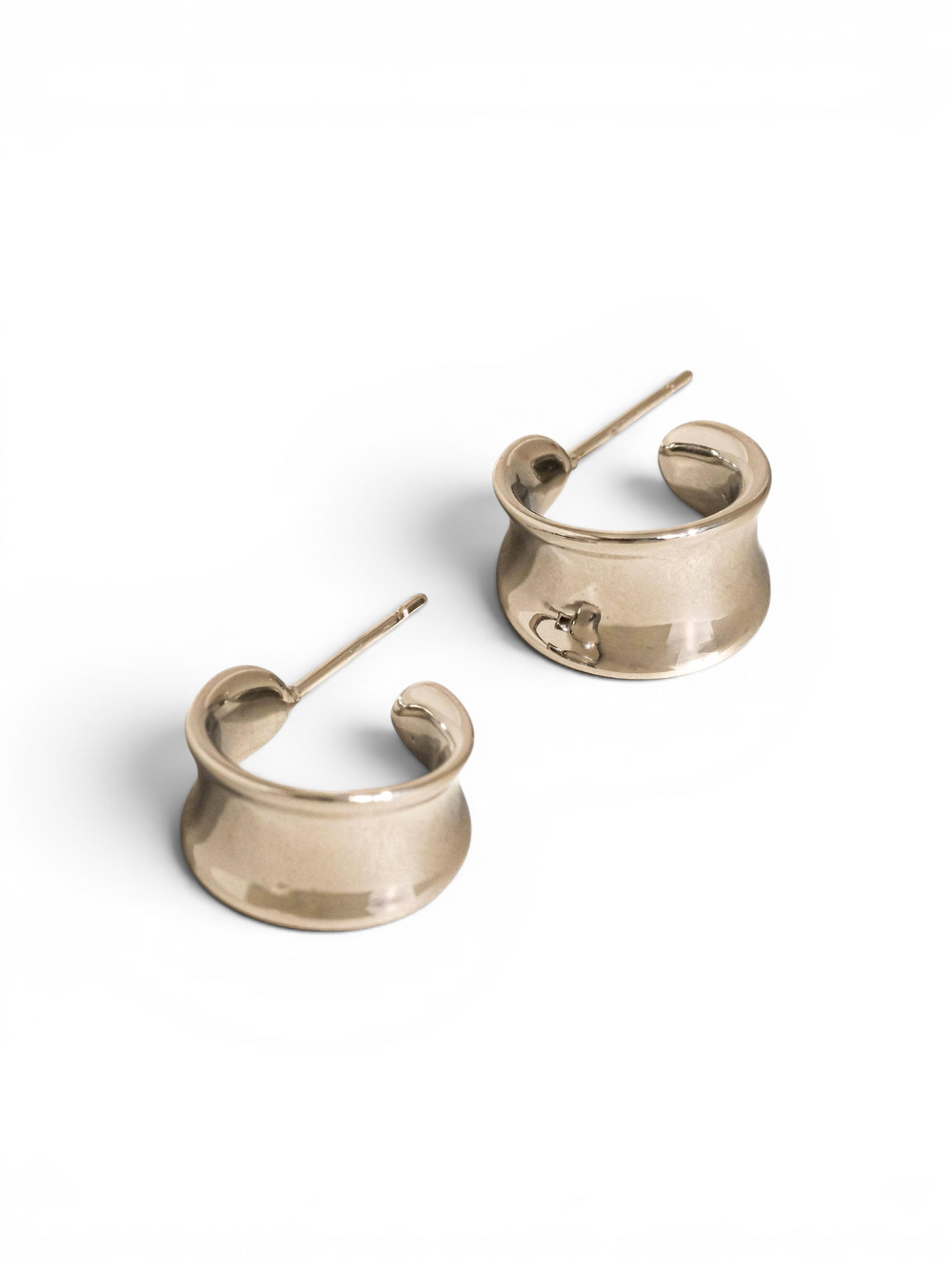 Yvaine Silver Non-Tarnish Wide Dome Hoop Earrings