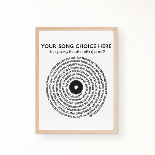 Choose Your Song! Lyric Wall Art - Custom & Premade Lyrics Available