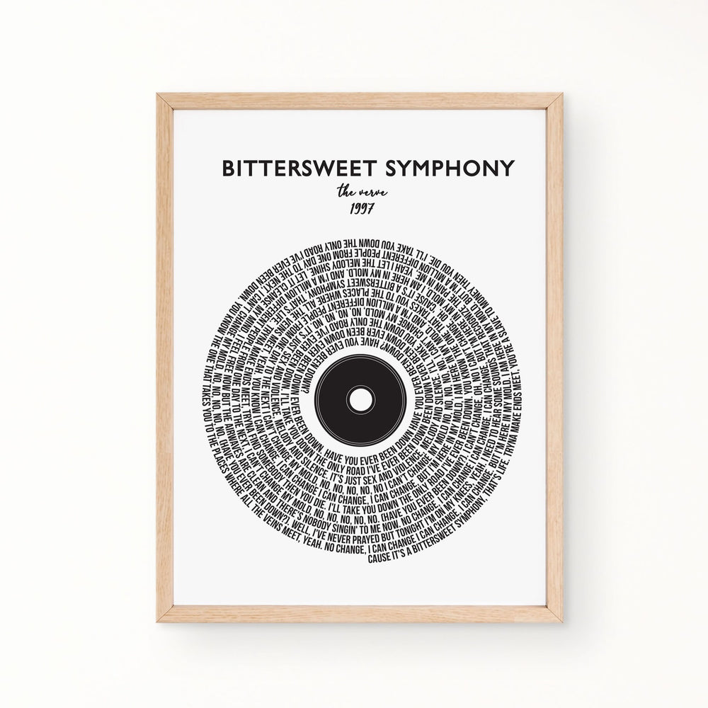 Lyric Wall Art - Bittersweet Symphony by The Verve