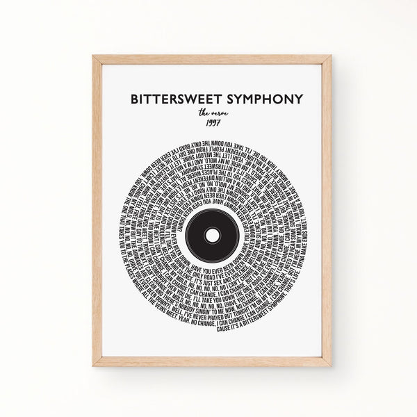 Lyric Wall Art - Bittersweet Symphony by The Verve
