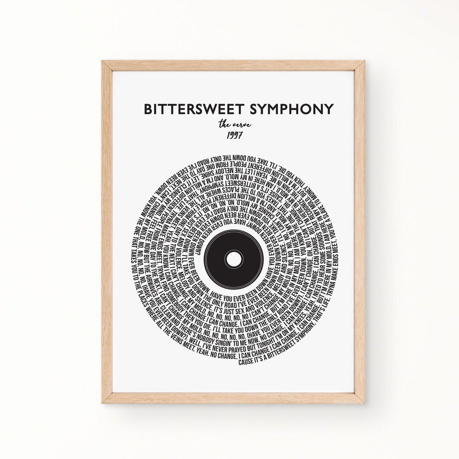 Lyric Wall Art - Bittersweet Symphony by The Verve