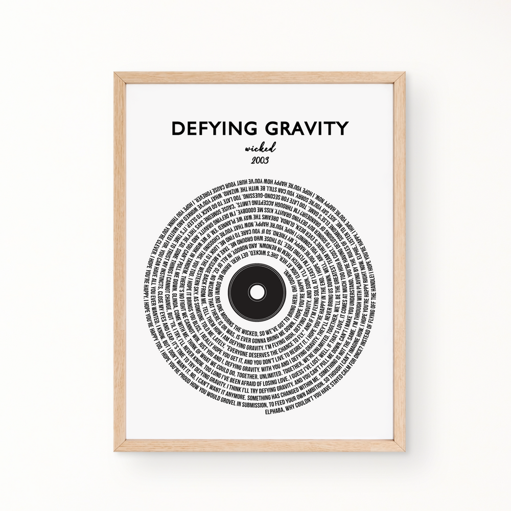 Lyric Wall Art - DEFYING GRAVITY by Wicked 2003