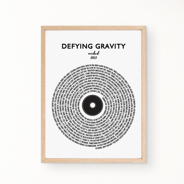 Lyric Wall Art - DEFYING GRAVITY by Wicked 2003