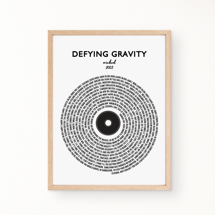 Lyric Wall Art - DEFYING GRAVITY by Wicked 2003