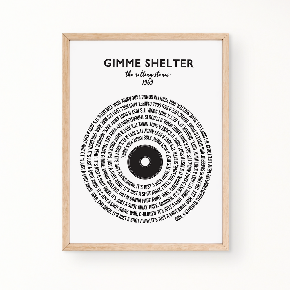 Lyric Wall Art - GIMME SHELTER by The Rolling Stones