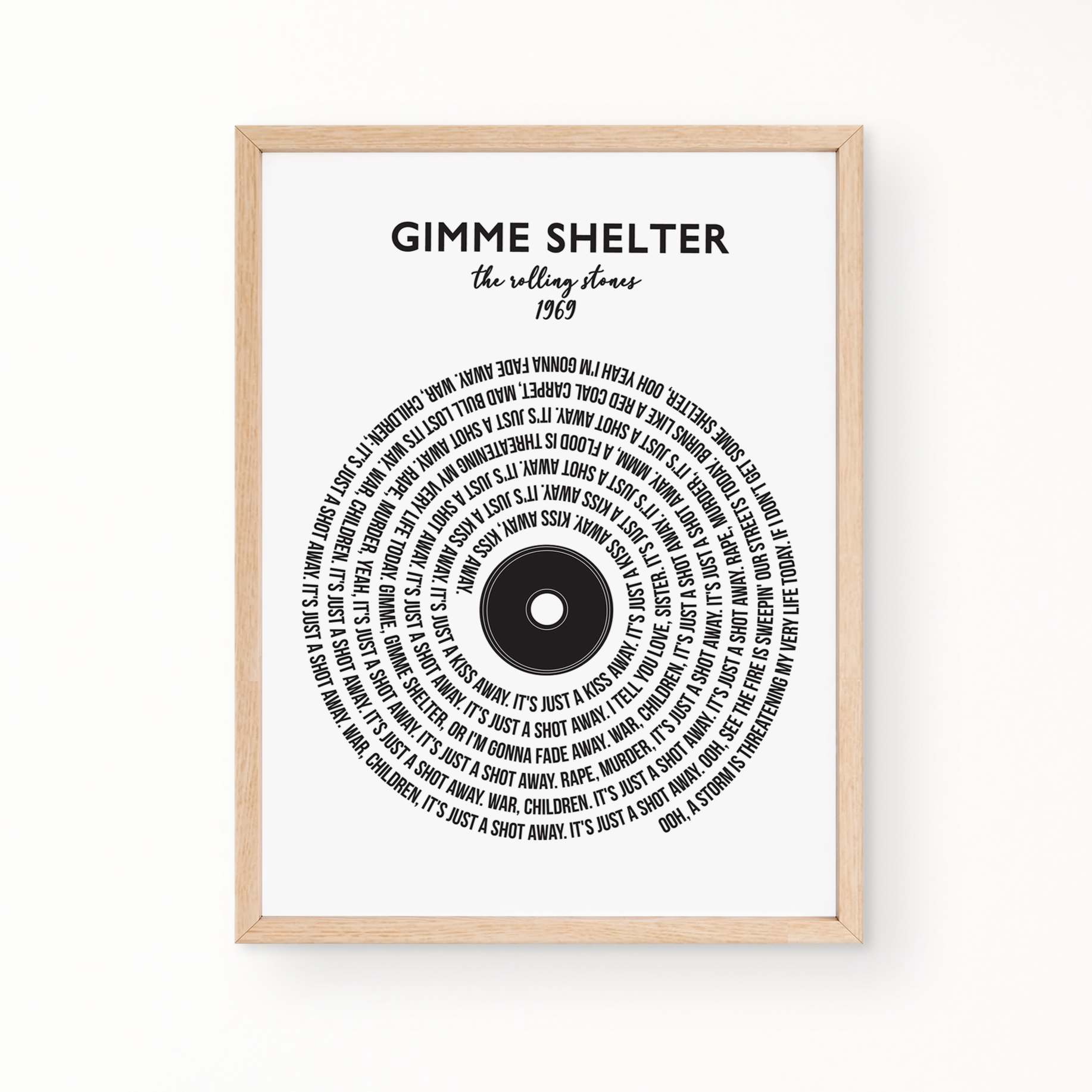 Lyric Wall Art - GIMME SHELTER by The Rolling Stones