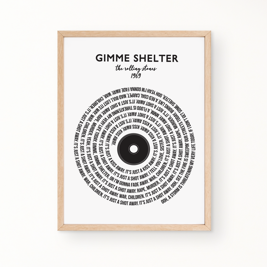 Lyric Wall Art - GIMME SHELTER by The Rolling Stones