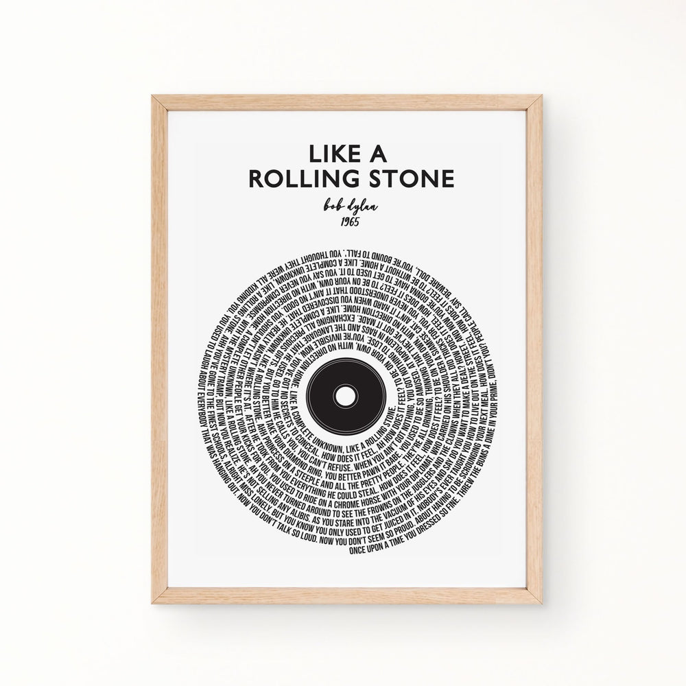 Lyric Wall Art - LIKE A ROLLING STONE by Bob Dylan 1965