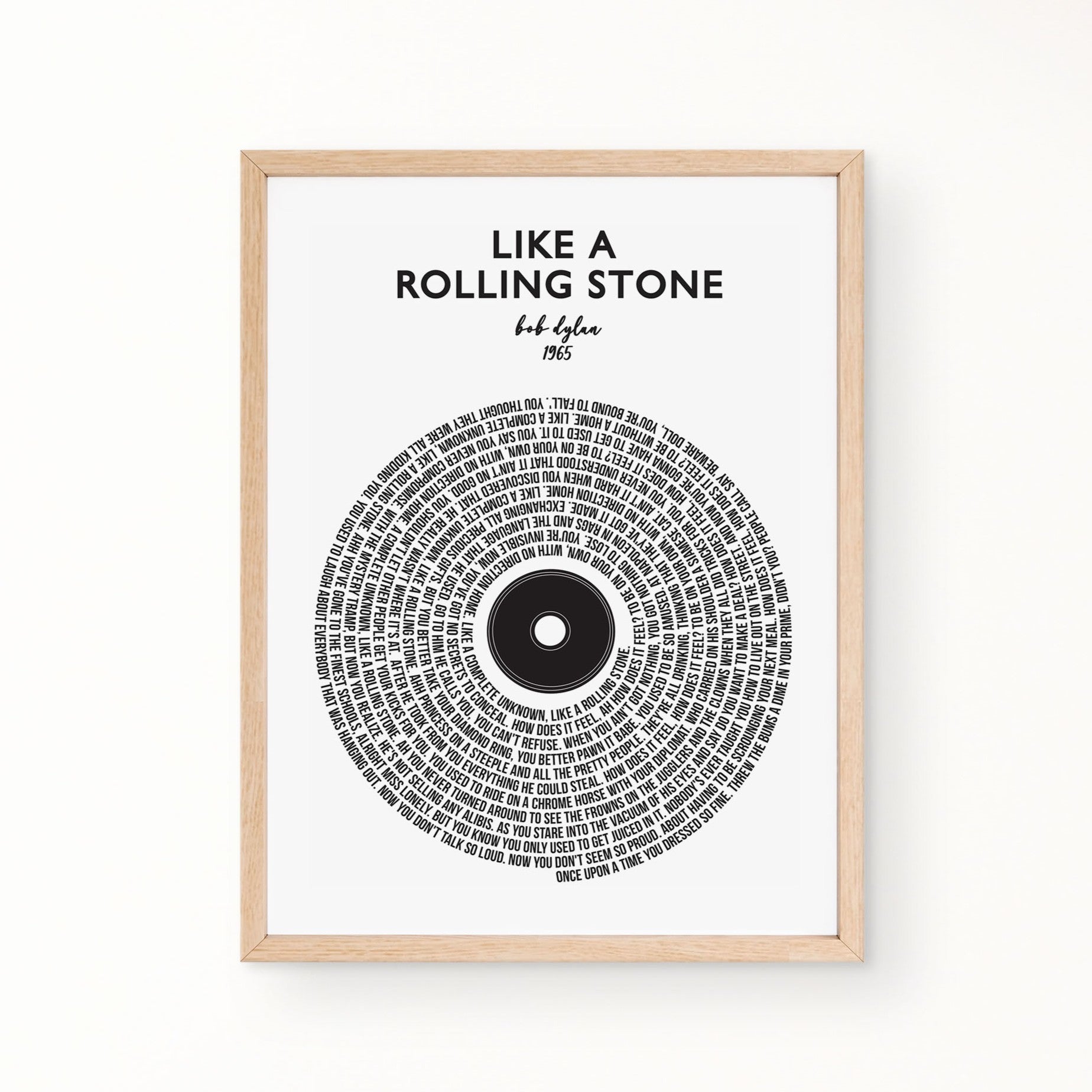 Lyric Wall Art - LIKE A ROLLING STONE by Bob Dylan 1965