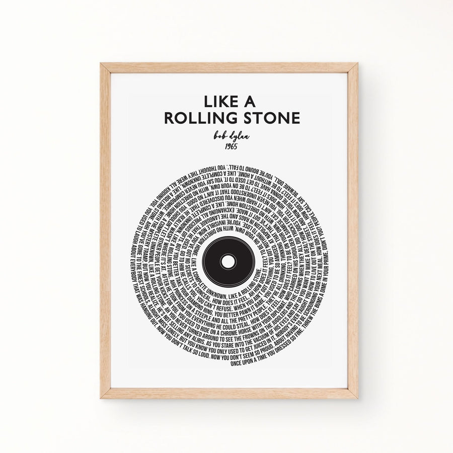 Lyric Wall Art - LIKE A ROLLING STONE by Bob Dylan 1965