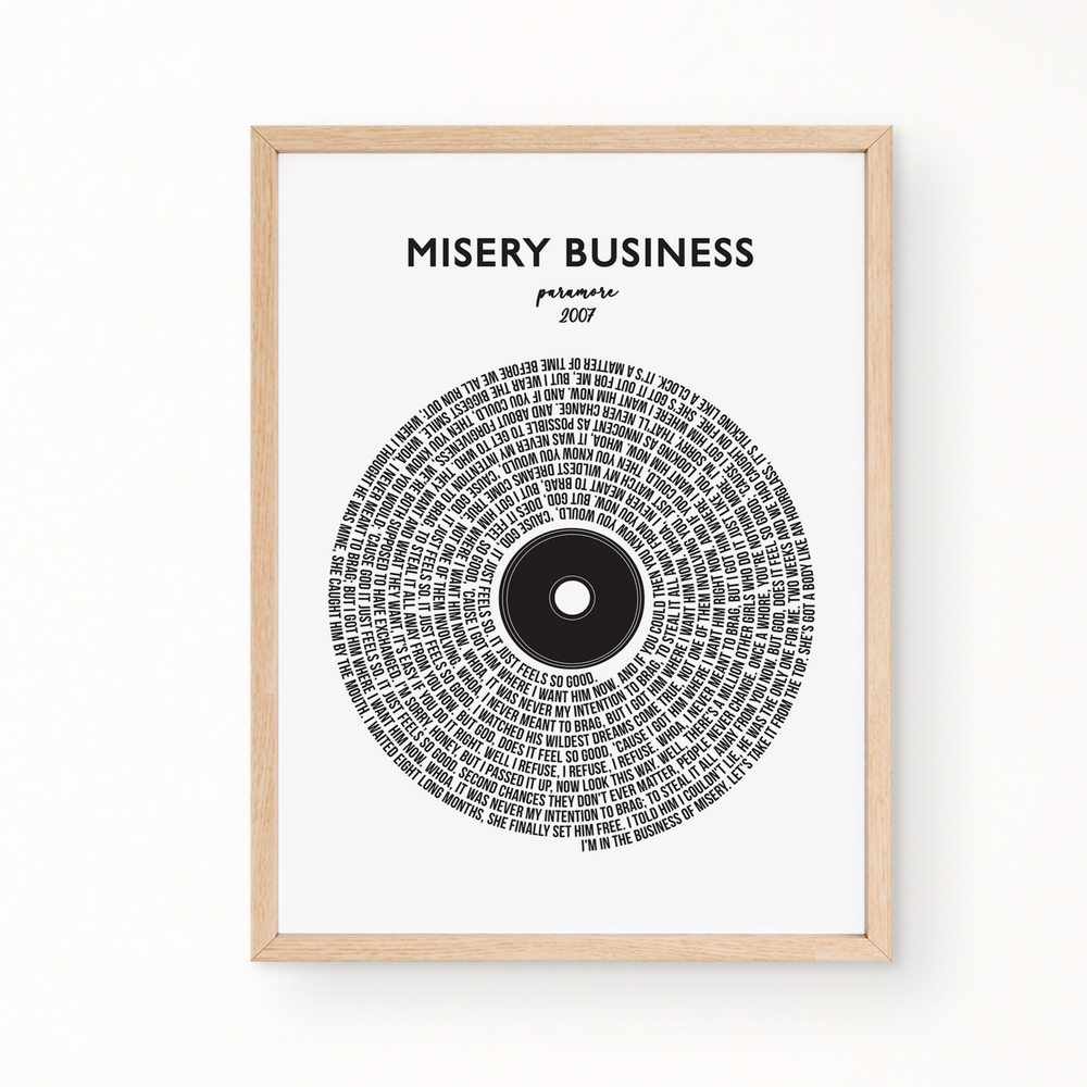 Lyric Wall Art - Misery Business by Paramore