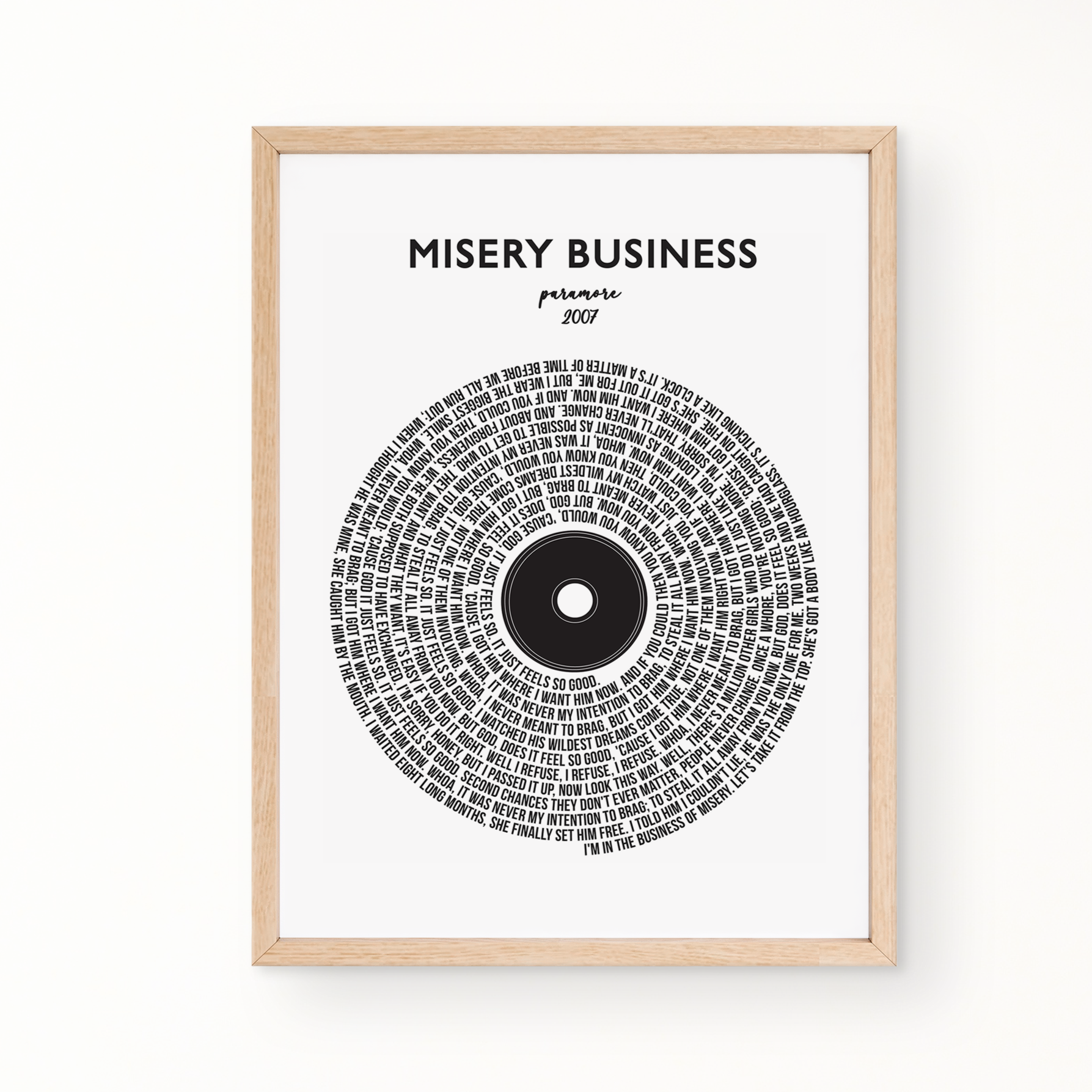 Lyric Wall Art - Misery Business by Paramore