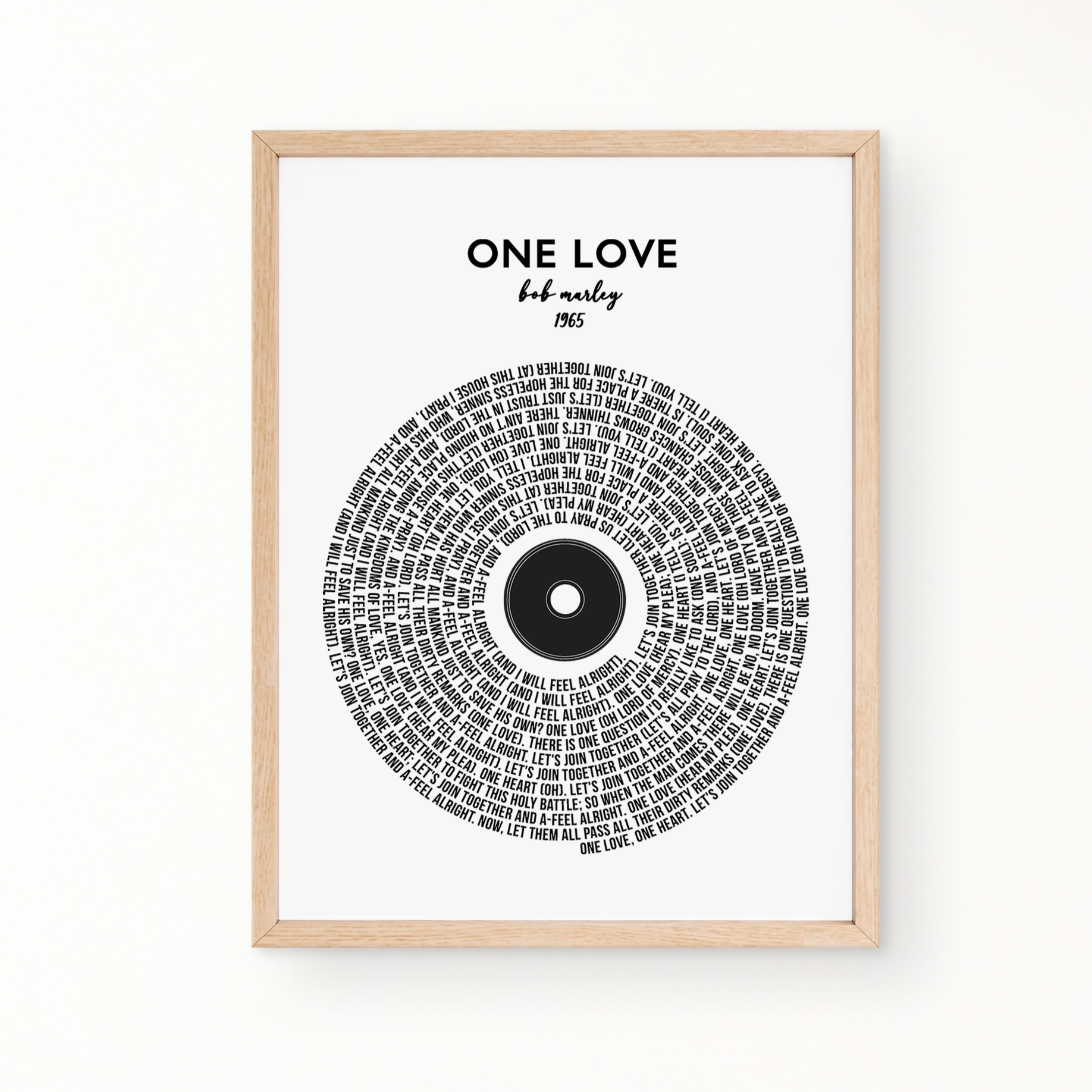 Lyric Wall Art - ONE LOVE by Bob Marley