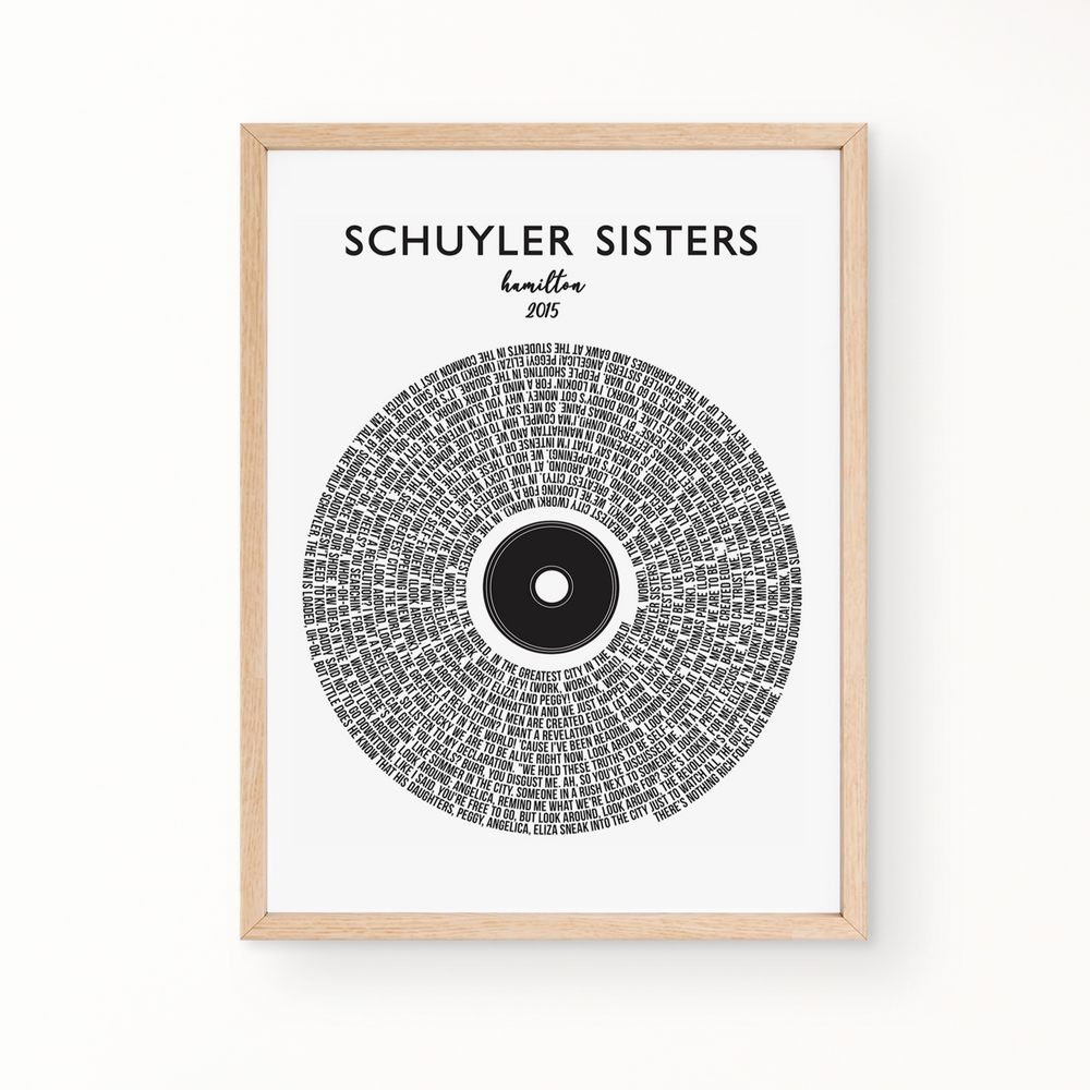Lyric Wall Art - Schuyler Sisters by Hamilton