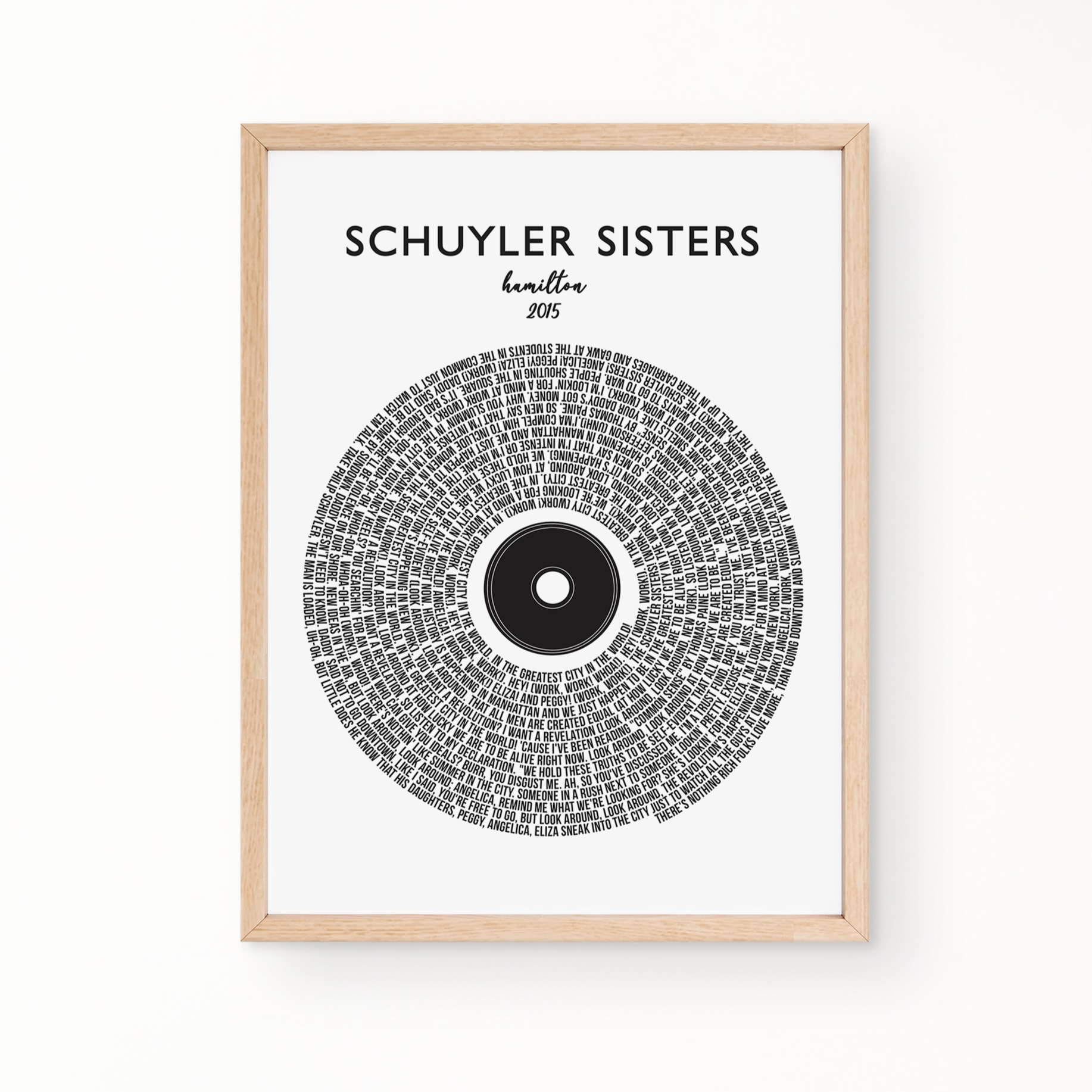 Lyric Wall Art - Schuyler Sisters by Hamilton