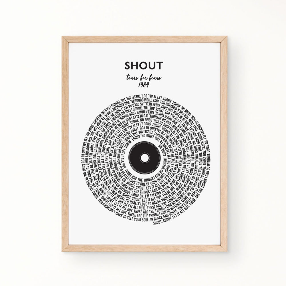 Lyric Wall Art - Shout by Tears For Fears