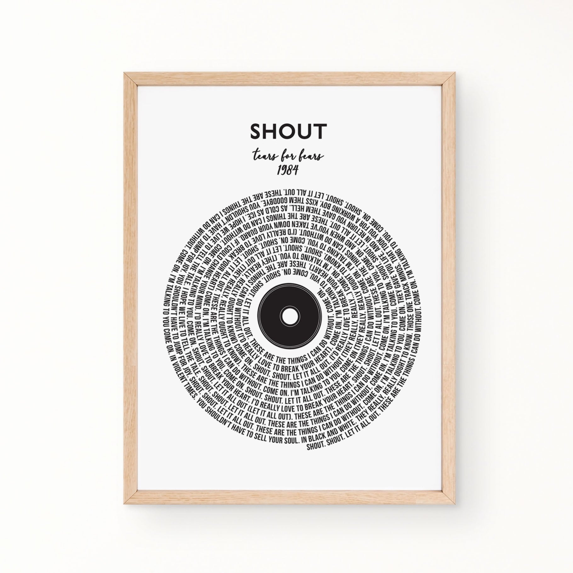 Lyric Wall Art - Shout by Tears For Fears