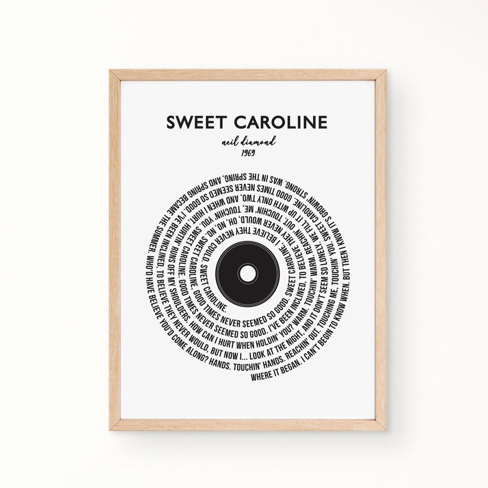 Lyric Wall Art - Sweet Caroline by Neil Diamond