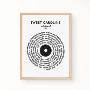 Lyric Wall Art - Sweet Caroline by Neil Diamond