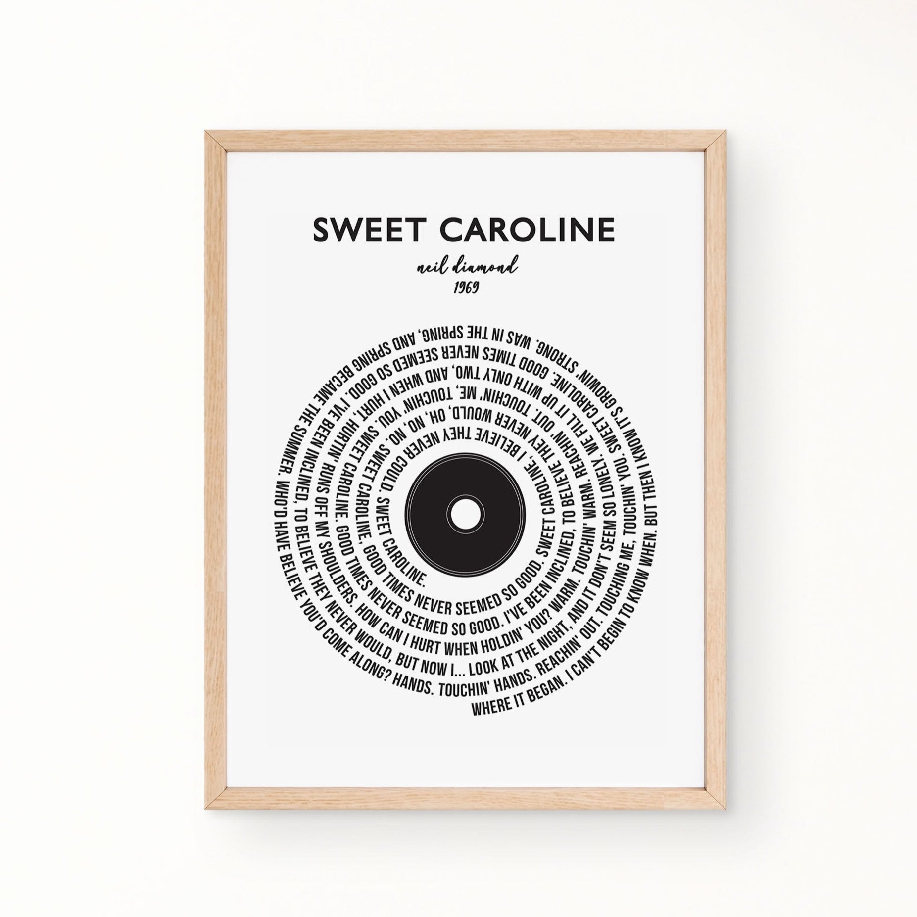 Lyric Wall Art - Sweet Caroline by Neil Diamond