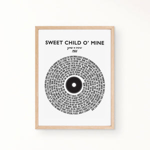 Lyric Wall Art - SWEET CHILD O' MINE by Guns N Roses 1988