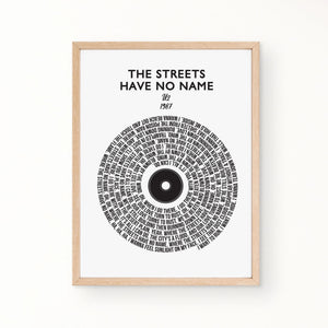 Lyric Wall Art - THE STREETS HAVE NO NAME by U2, 1987