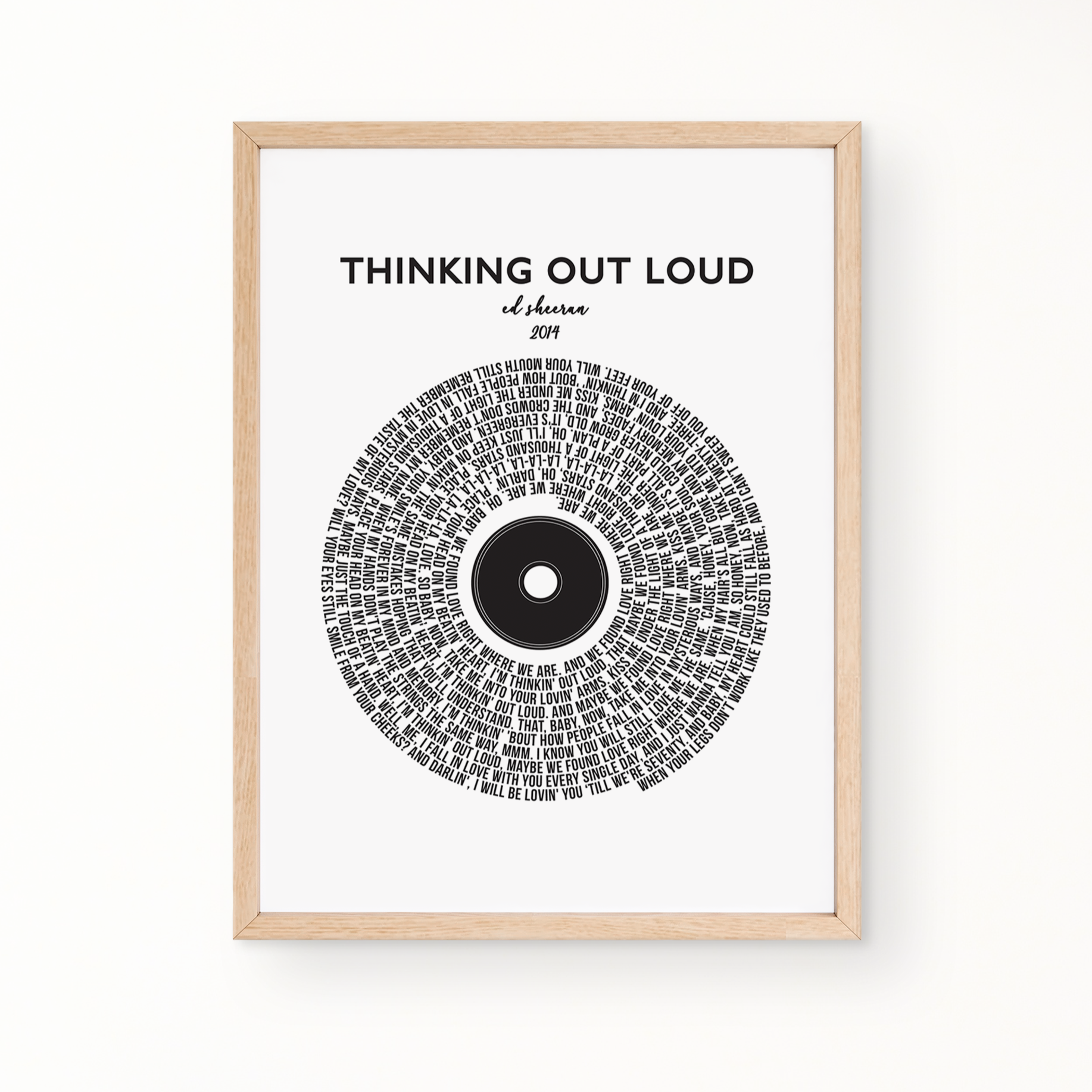 Lyric Wall Art - Thinking Out Loud by Ed Sheeran