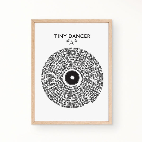 Lyric Wall Art - TINY DANCER by ELTON JOHN