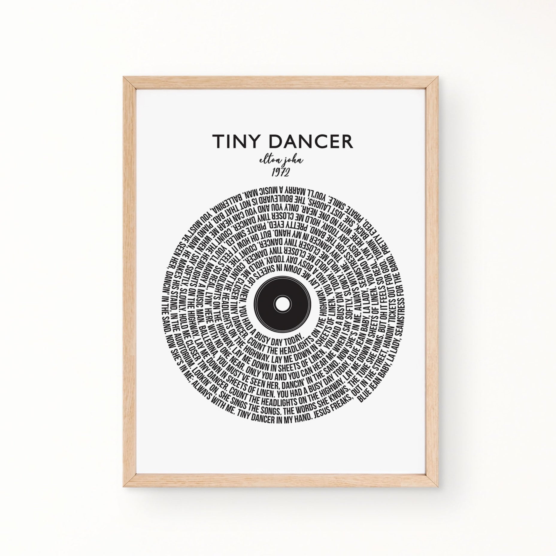 Lyric Wall Art - TINY DANCER by ELTON JOHN