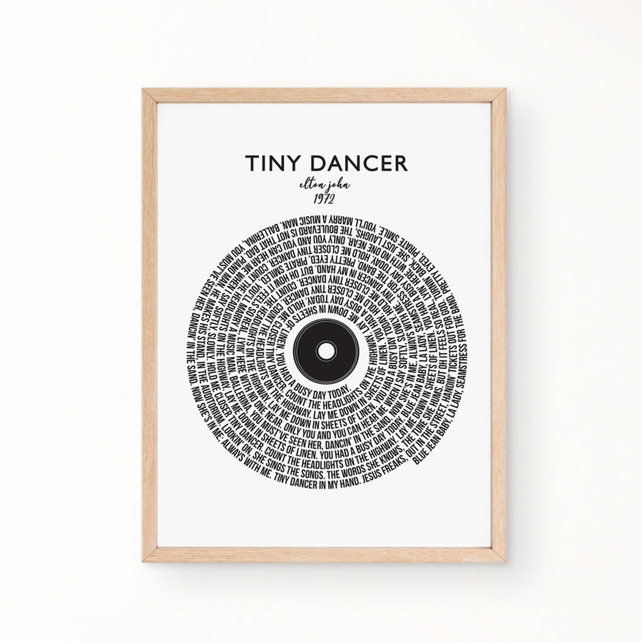 Lyric Wall Art - TINY DANCER by ELTON JOHN