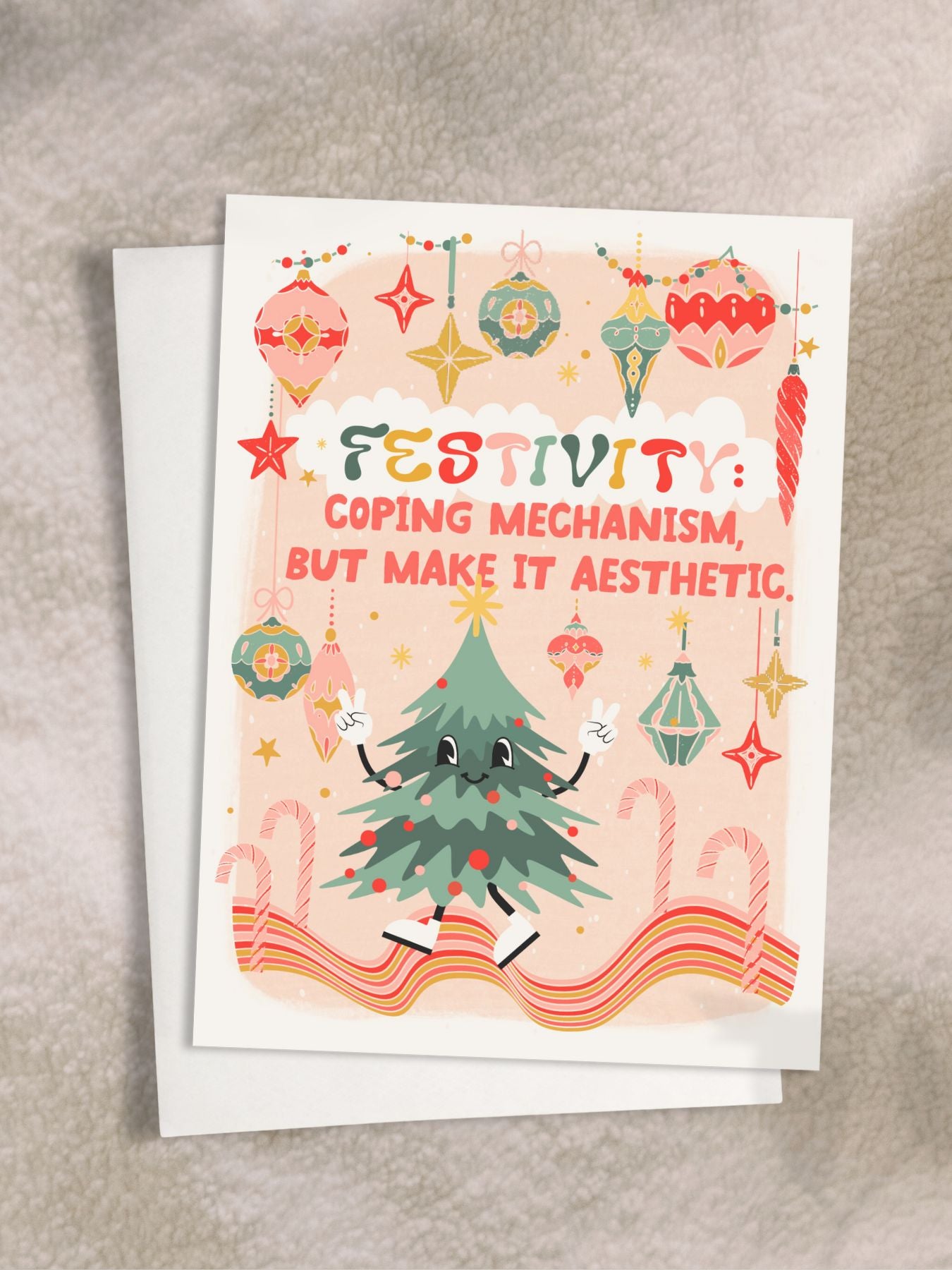 Holiday Greeting Card - World is on Fire- Unhinged Christmas Cards - Peach or Plum