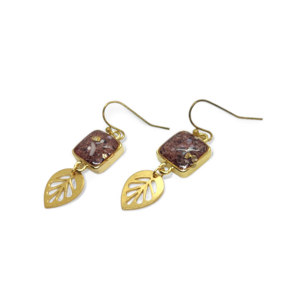 Little Leaf Brass and Resin Stud Earrings