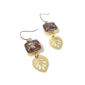 Little Leaf Brass and Resin Stud Earrings