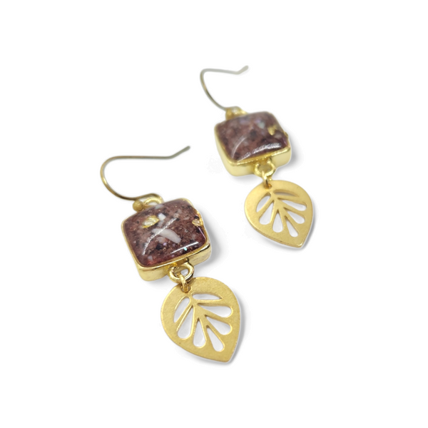 Little Leaf Brass and Resin Stud Earrings