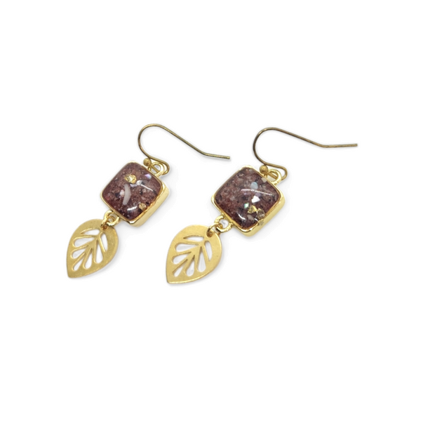 Little Leaf Brass and Resin Stud Earrings