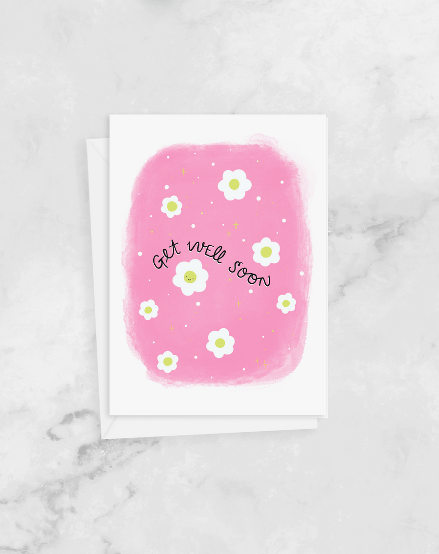 Greeting Card -  Get Well Soon - Peach or Plum