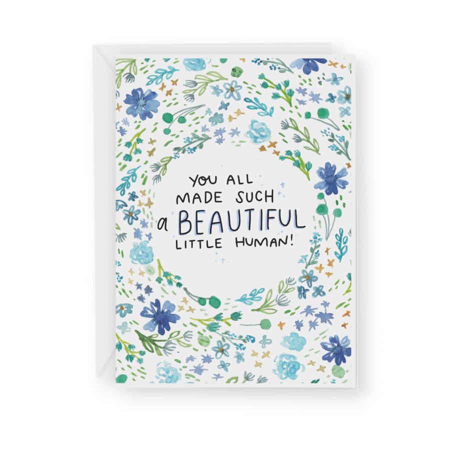 Greeting Card - New Baby - You all made a beautiful little human - Peach or Plum