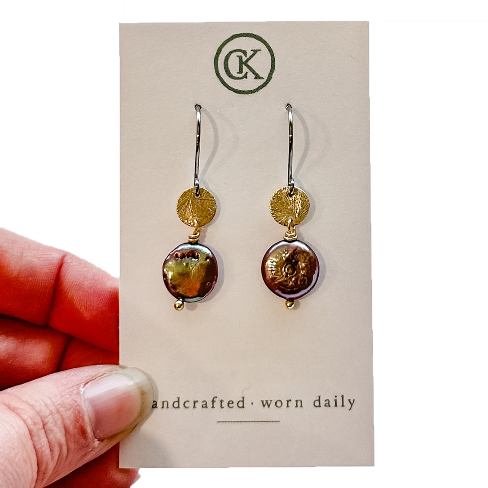 WHS Coin Pearl Earrings
