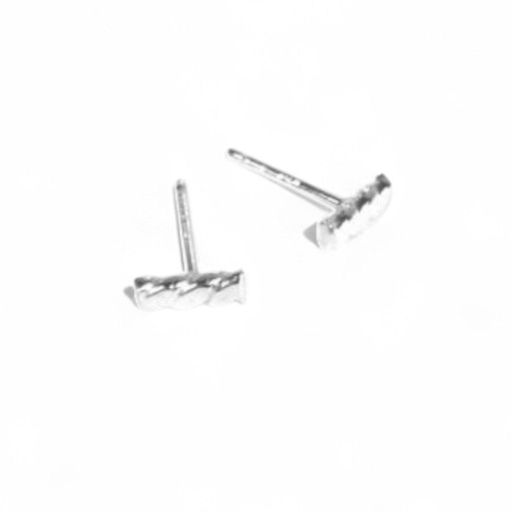 WHS Textured Bar Stud Earrings - sterling silver